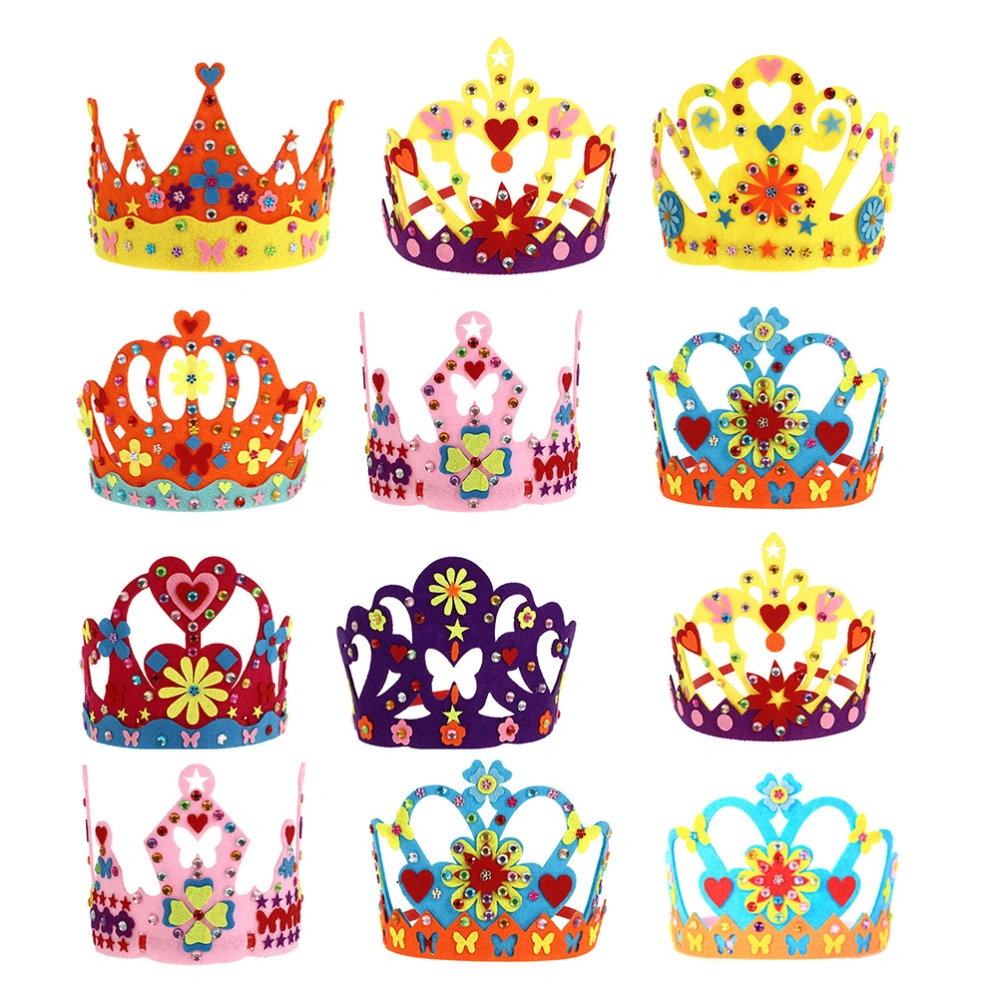 12pcs Adorable Kids Birthday Crown Hats Performance Crowns Party Props