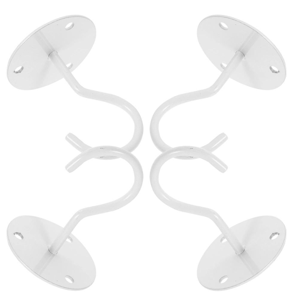 4Pcs  White Iron Ceiling Hook Heavy Duty Hook Flower Basket Hanging Holder