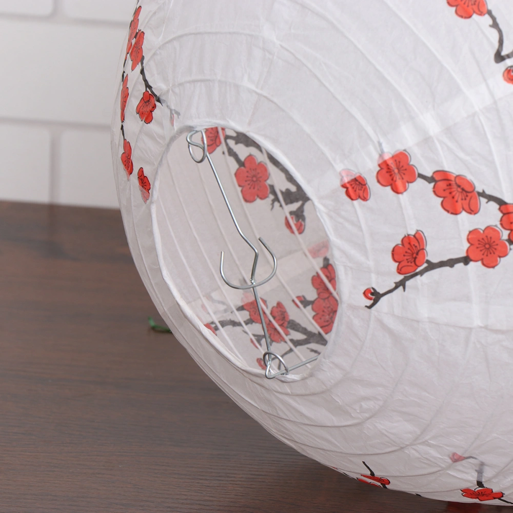 5pcs Plum Blossom Chinese Paper Lantern Round Lampshade Spring Festival Hanging Lantern Party Supplies (30cm)