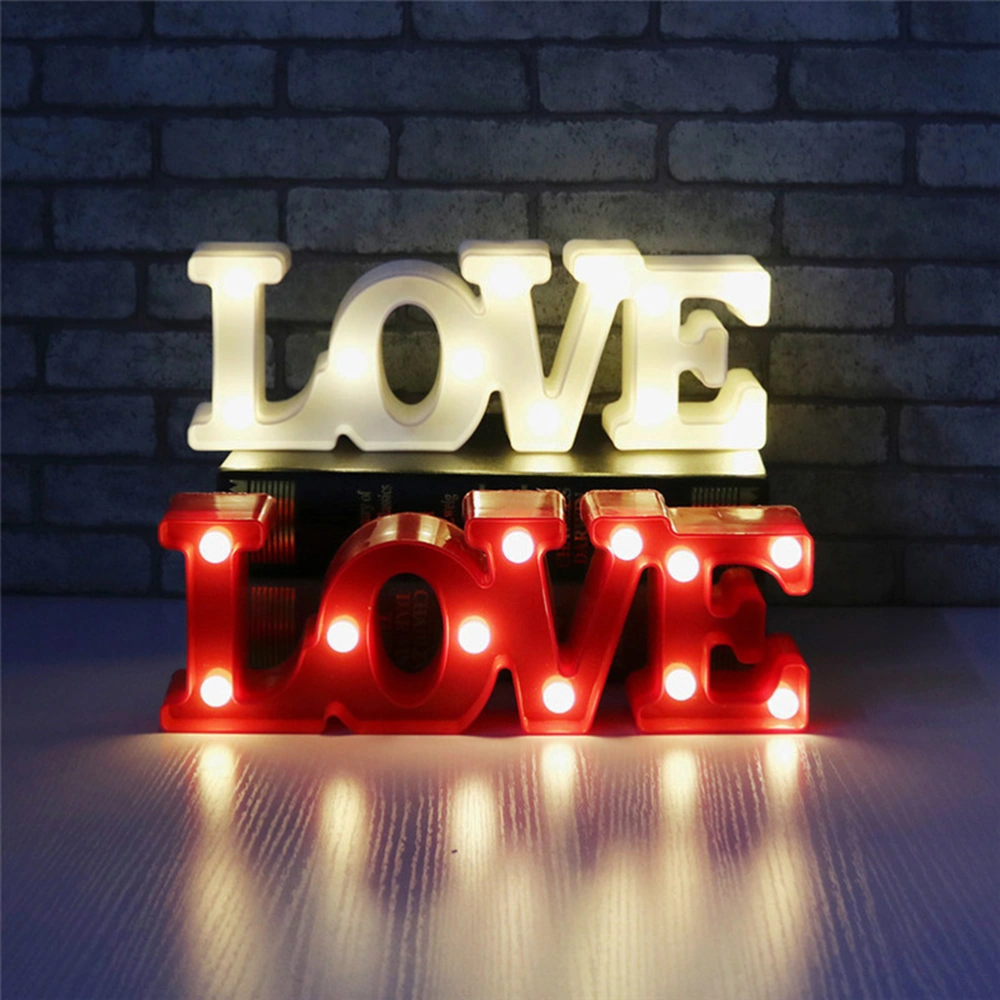 LED Neon Sign LOVE Letter Shaped Modeling Lamp Decorative Night Light Table Lamp for Home Party Living Room - Without Batteries (Red)