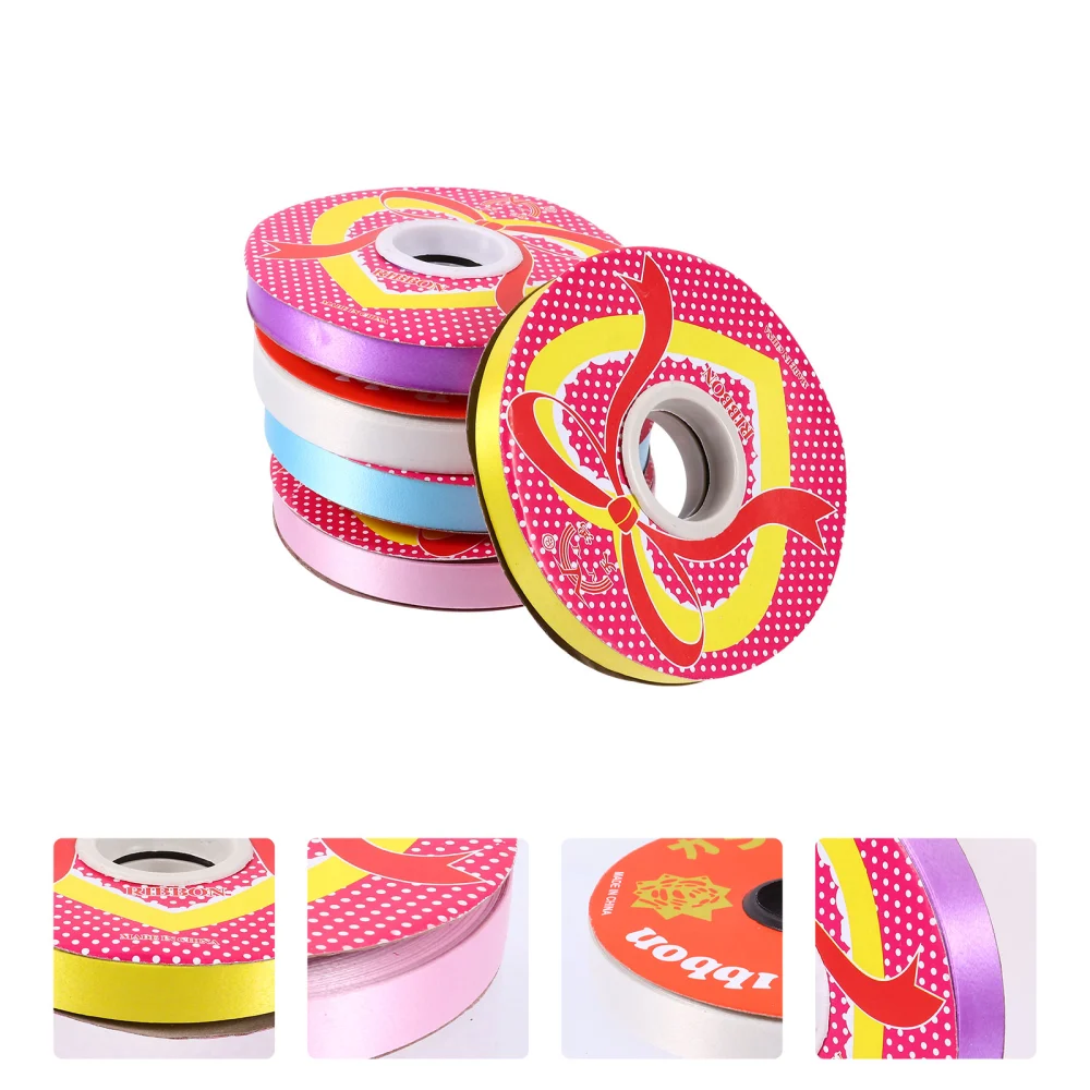 5 Rolls Flowers Wrapping Ribbons Decorative Straps Plastic Gift Packing Supplies