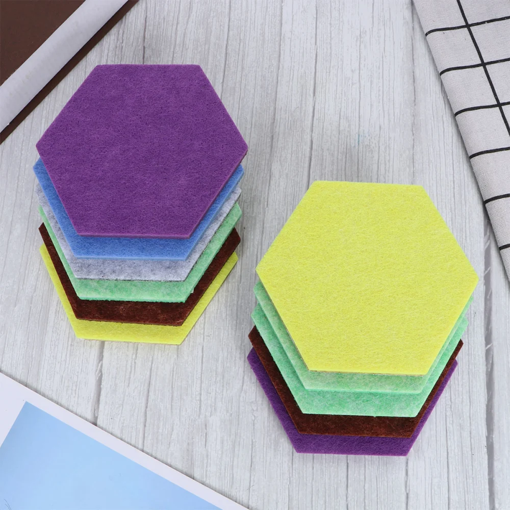 12 Pcs Creative Colorful Hexagon Felt Multifunctional Wall Sticker Collecting Board Message Wall(Random Color)