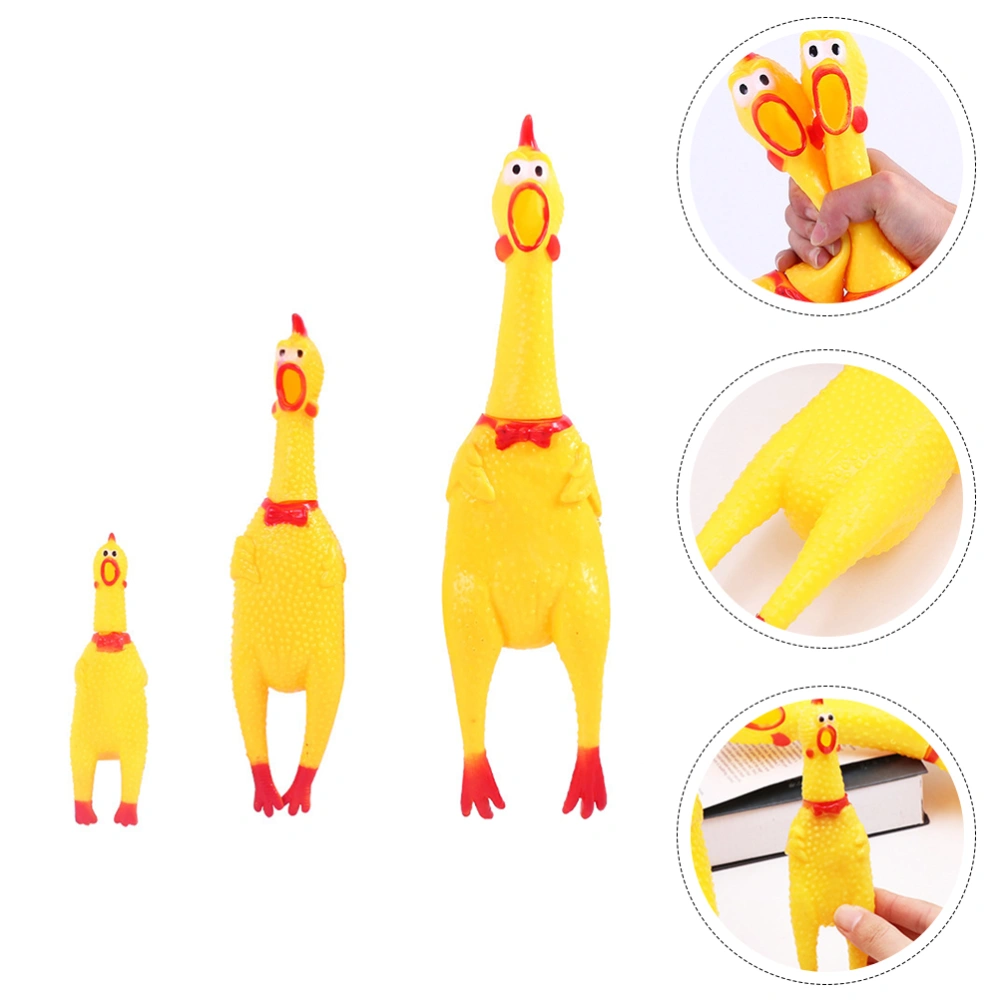 3PCS Funny Pet Toy Cartoon Dog Vent Toy Screaming Chicken Prank Toy (L+M+S)