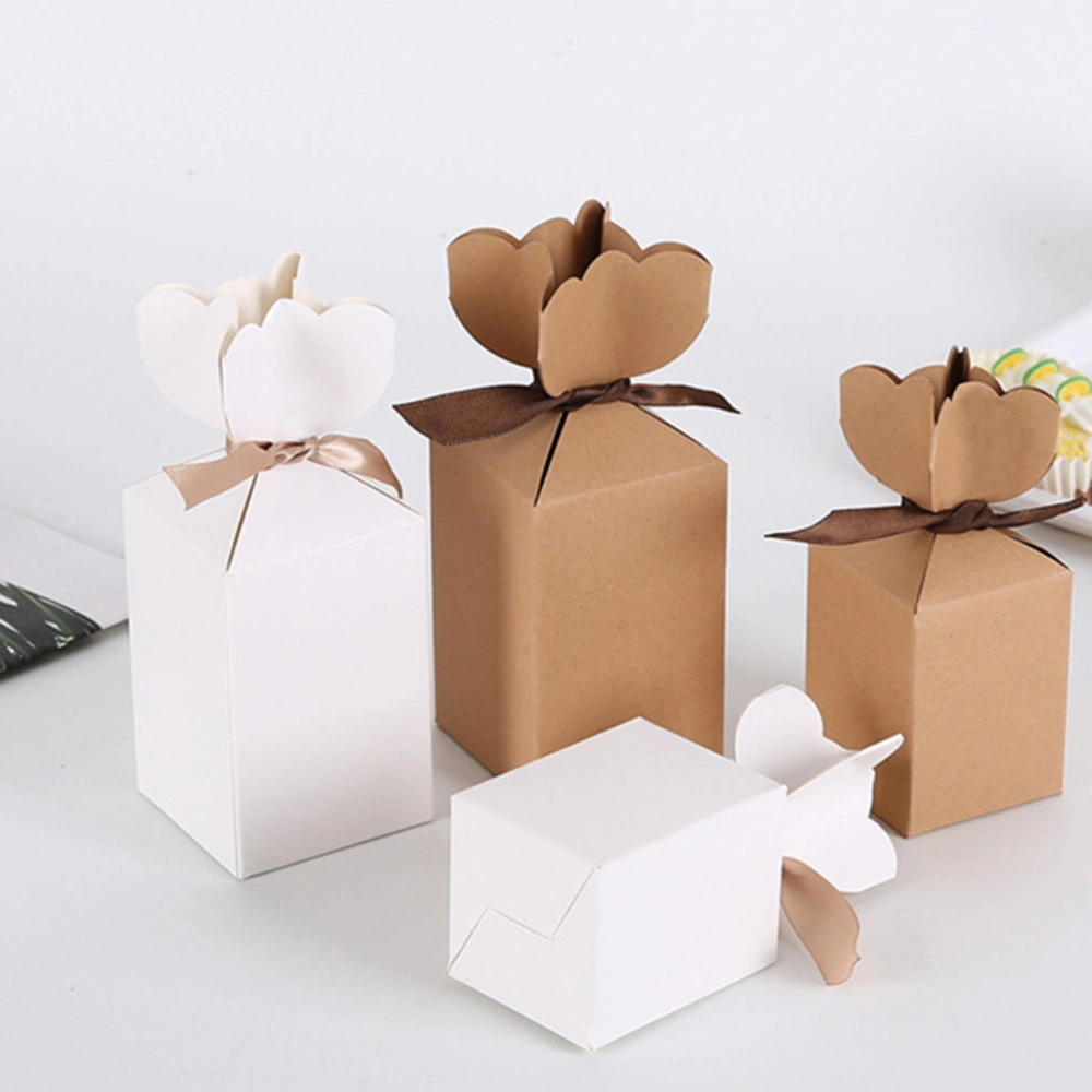 20pcs Ribbon Candy Square Box Wedding Candy Box Gift Box Baking Biscuit Packaging Box