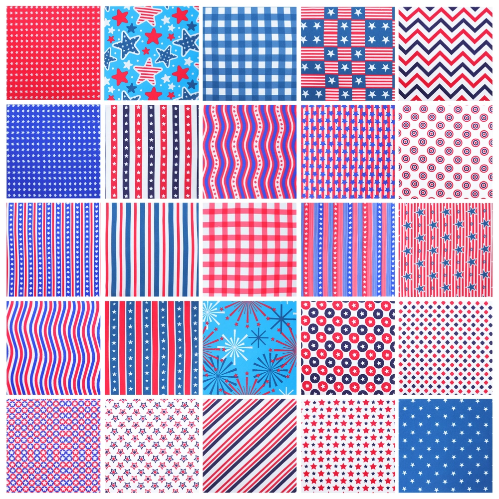 25 Sheets Fabric American Flag Star Fabric for DIY Craft Patchwork Decoration