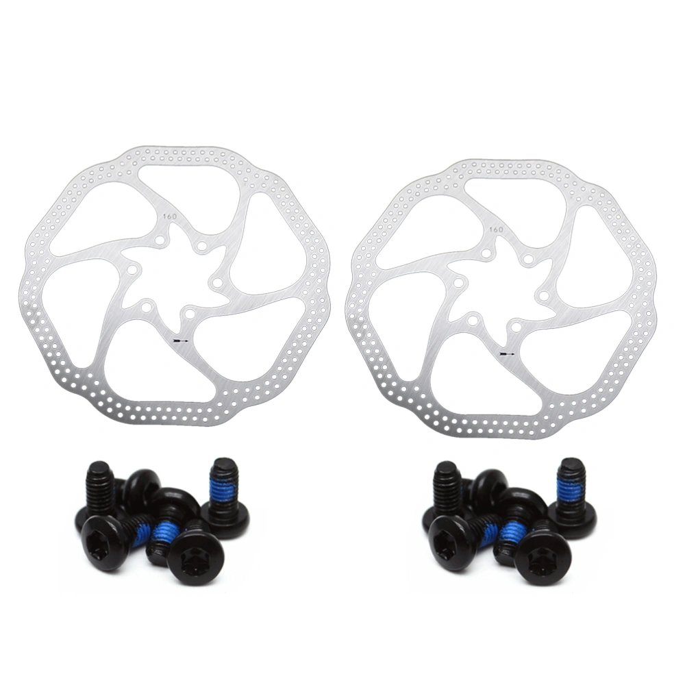 2 Set 160mm Mechanical Bike Disc Brake Rear Disc Rotor Brake Kit with 6 Screws for Mountain (HS1)