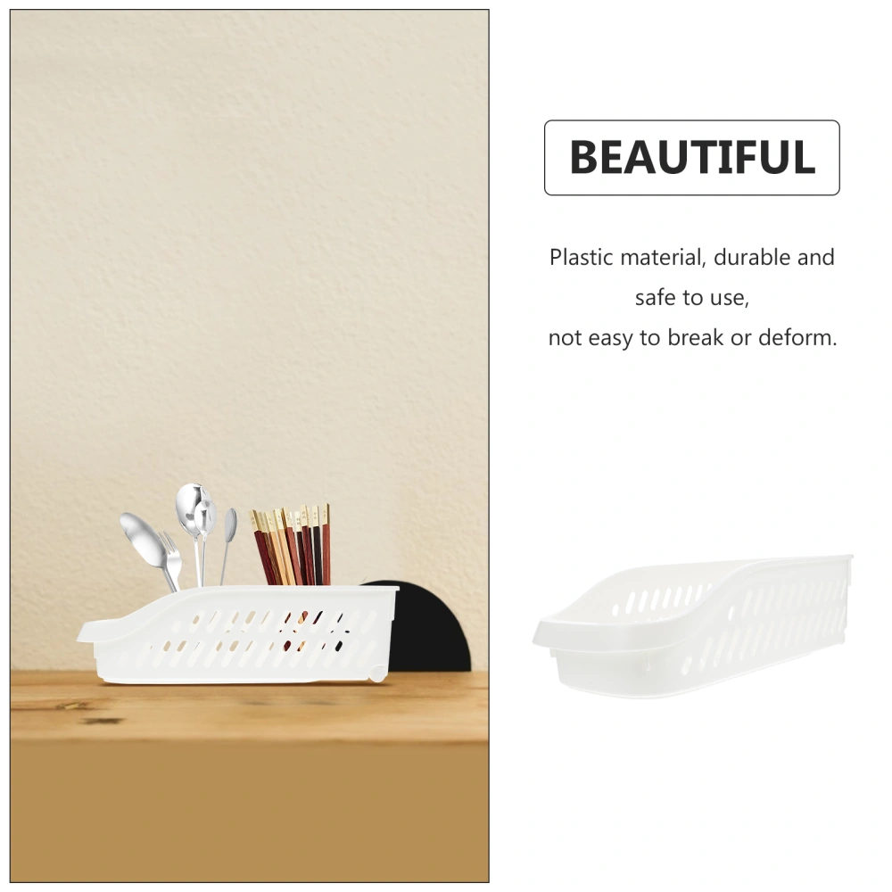 1pc Plastic Container Storage Box Simple Sundry Box Desktop Storage Box White