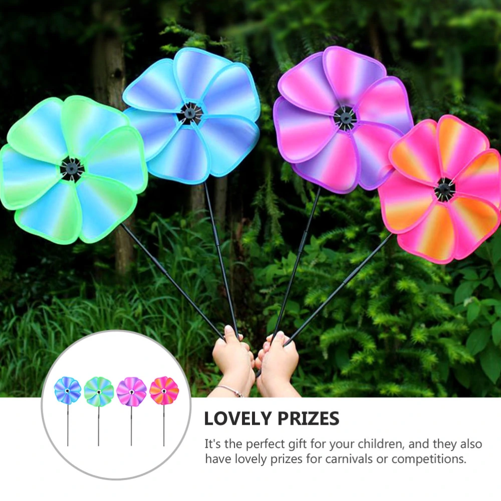 4Pcs Windmill Toys Colorful Plastic Pinwheel Garden Decorations (Assorted Color)