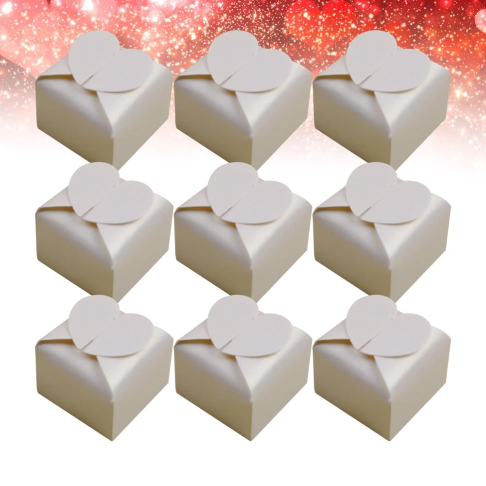 50pcs Delicate Heart Candy Box Paper Gift Container Packaging Boxes Party Supplies for Wedding Festival (Beige)