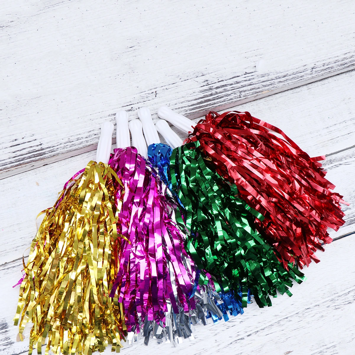 12PCS Straight Handle Cheering Poms Cheerleading Kit Cheer Props for Performance Competition Cheering Sports Events (Random Style)