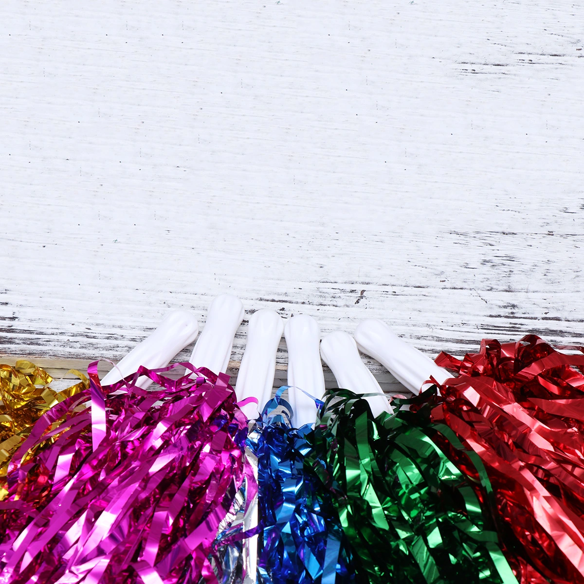 12PCS Straight Handle Cheering Poms Cheerleading Kit Cheer Props for Performance Competition Cheering Sports Events (Random Style)