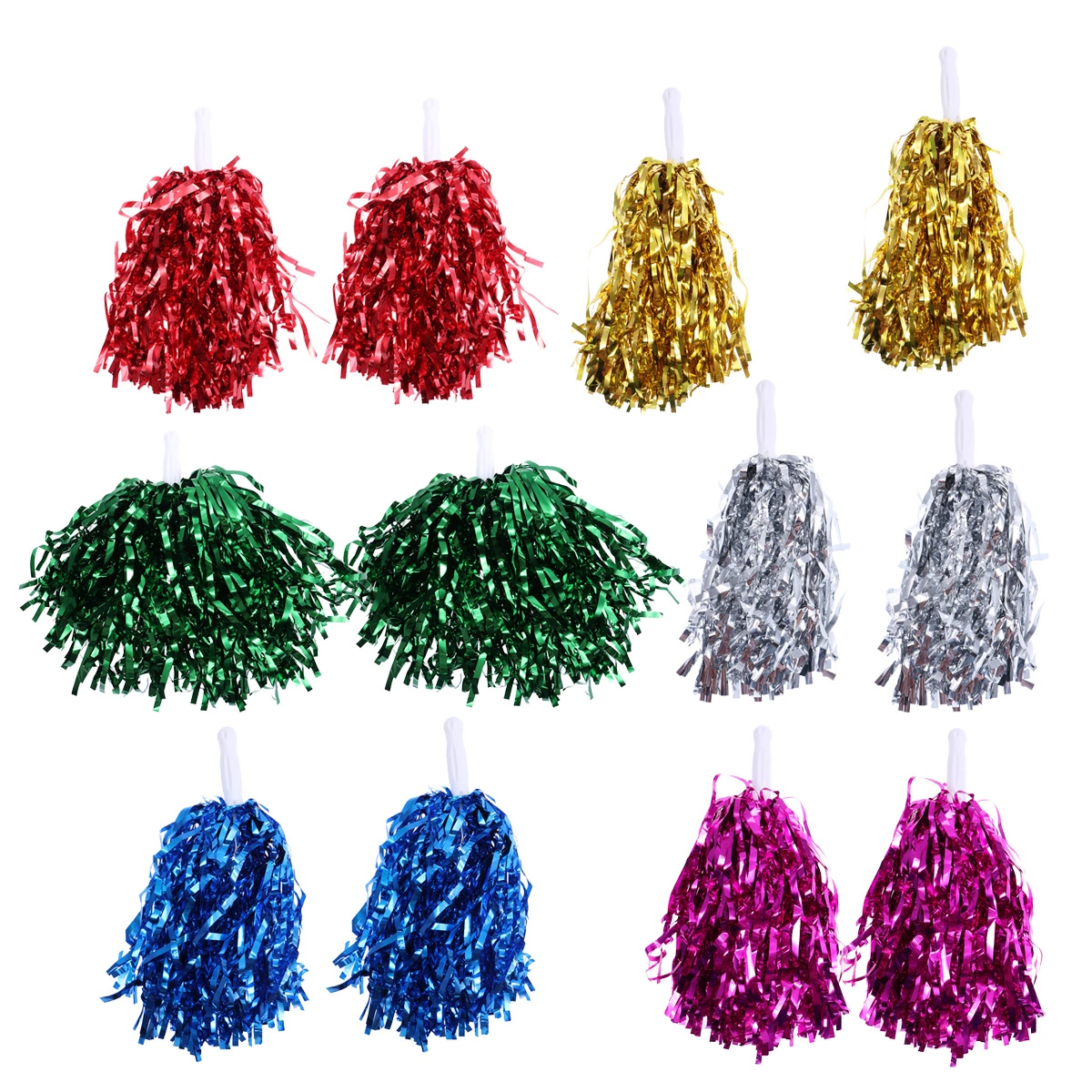 12PCS Straight Handle Cheering Poms Cheerleading Kit Cheer Props for Performance Competition Cheering Sports Events (Random Style)