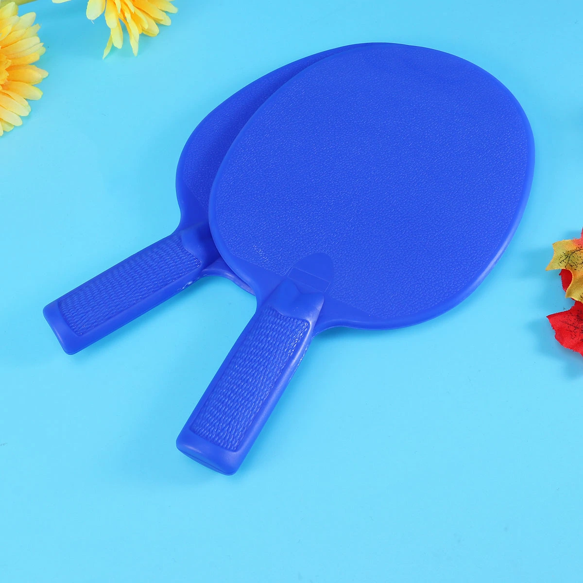 1 Pair Table Tennis Bats Plastic Racket Children Practice Training Plastic Pats for Kids (Blue)