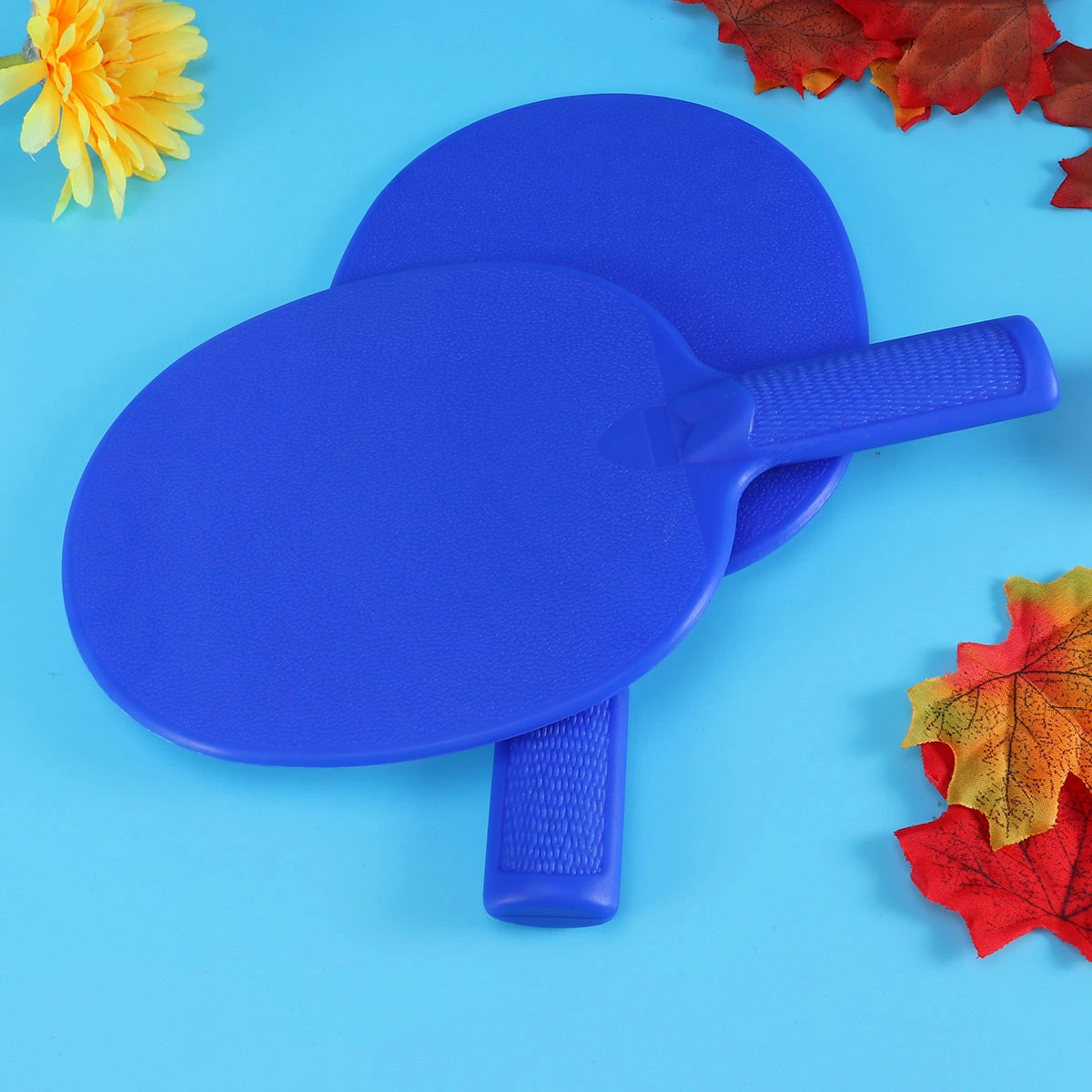 1 Pair Table Tennis Bats Plastic Racket Children Practice Training Plastic Pats for Kids (Blue)