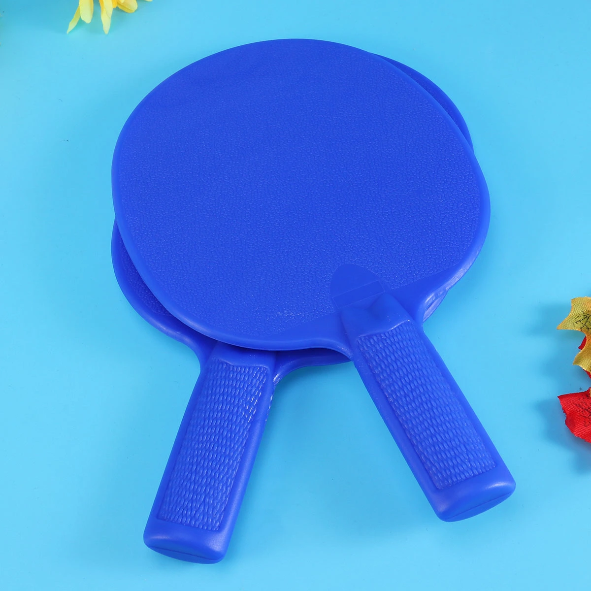 1 Pair Table Tennis Bats Plastic Racket Children Practice Training Plastic Pats for Kids (Blue)