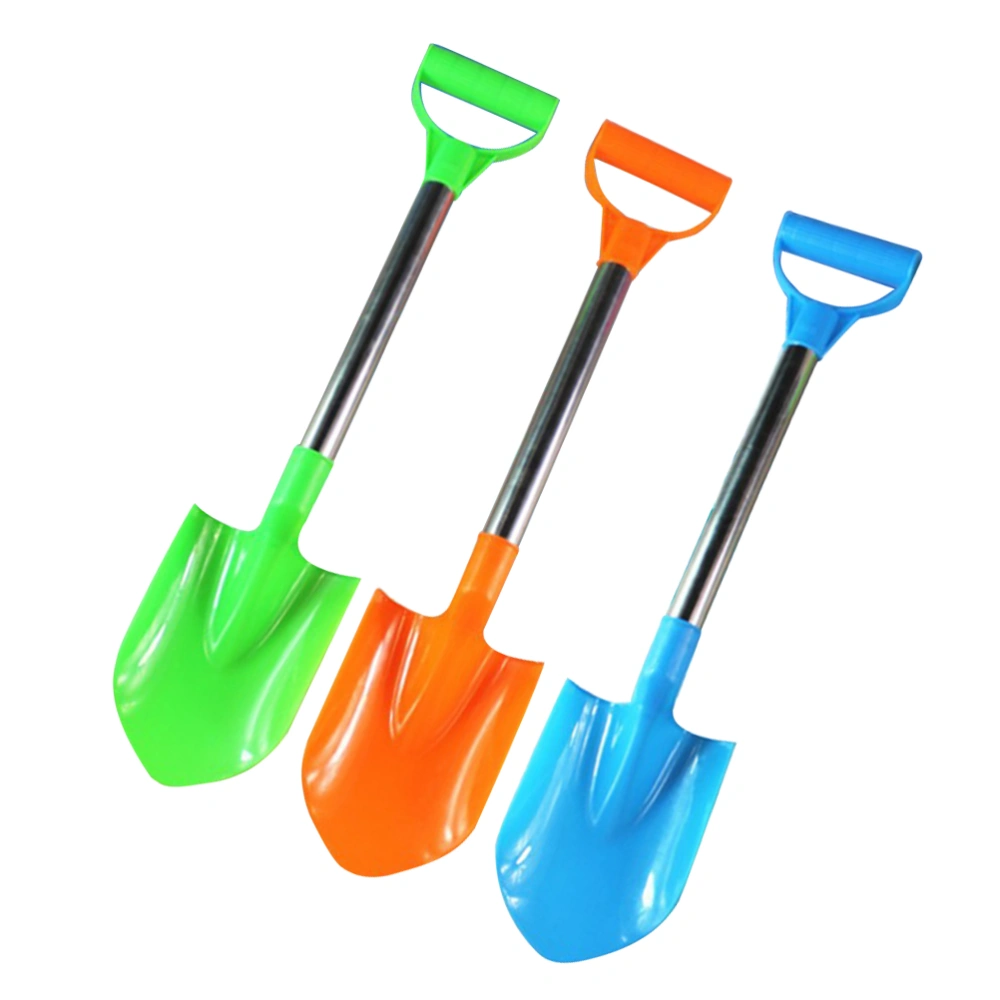 4pcs Wooden Mini Sand Shovels Beach Toys Sand Dredging with Plastic Spade Playing Toys for Children (Random Color)