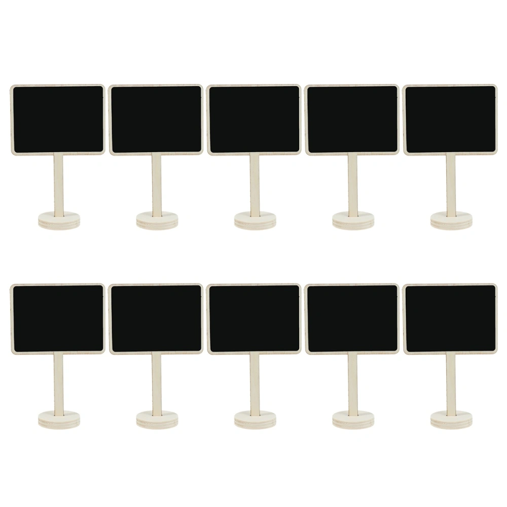 10 Pcs Wooden Small Blackboard Square Message Board Table Number Chalkboard Wedding Party Decoration Label with Splint Base (Black)