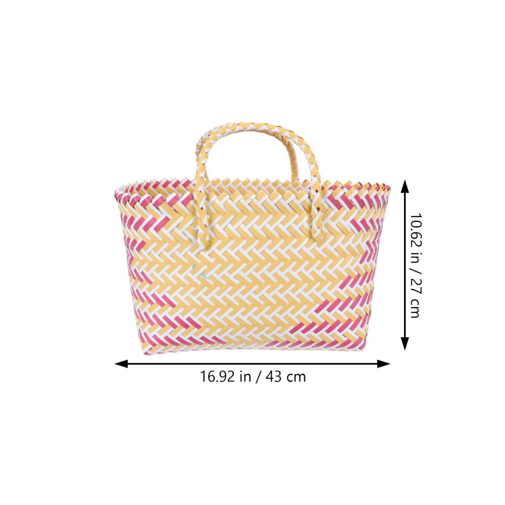 1PC Plastic Hand Woven Fashion Bag Handbag Shopping Bag Urban Leisure Bag