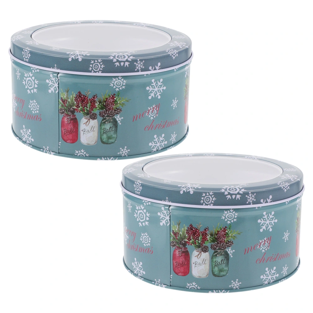 2Pcs Candy Boxes Biscuit Boxes Baking Boxes Christmas Candy Boxes (Sky-blue)