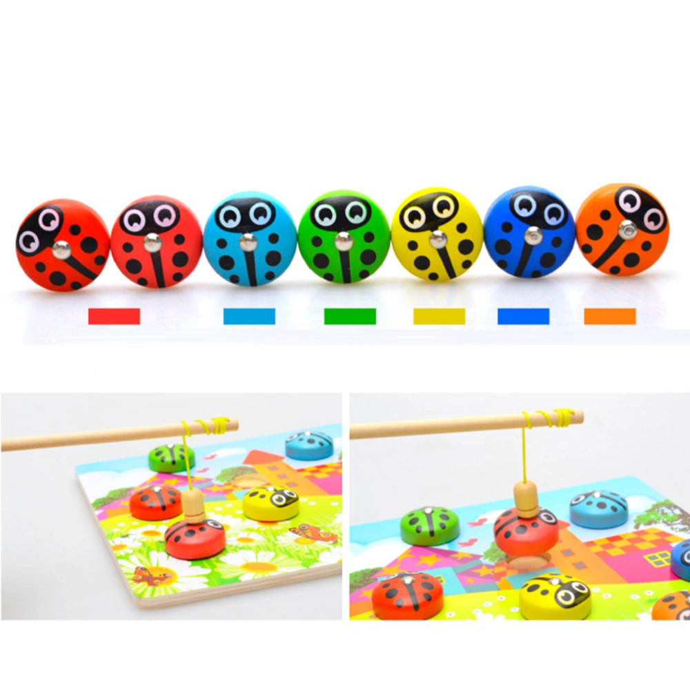 Wood Catch Ladybird Toy Creative Funny Magnetic Ladybird Game Toy for Baby Kid Child