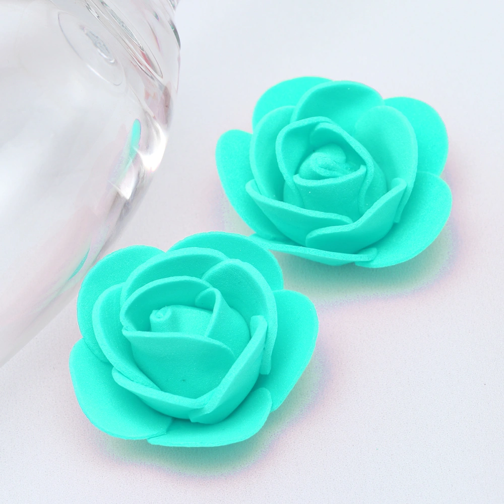 500 Pcs 3.5cm Artificial Rose Head for DIY Bouquets Wedding Party Home Decoration (Light Blue)