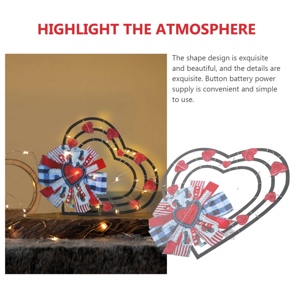 Valentine's Day Love Heart With Lamp Wrought Iron Doorplate Led Heart Decoration