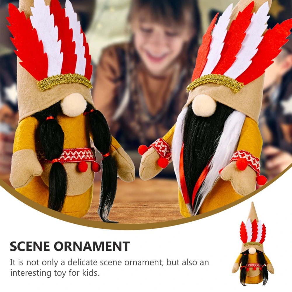 2pcs Lovely Indian Faceless Doll Ornaments Doll Scene Adornments Faceless Dolls