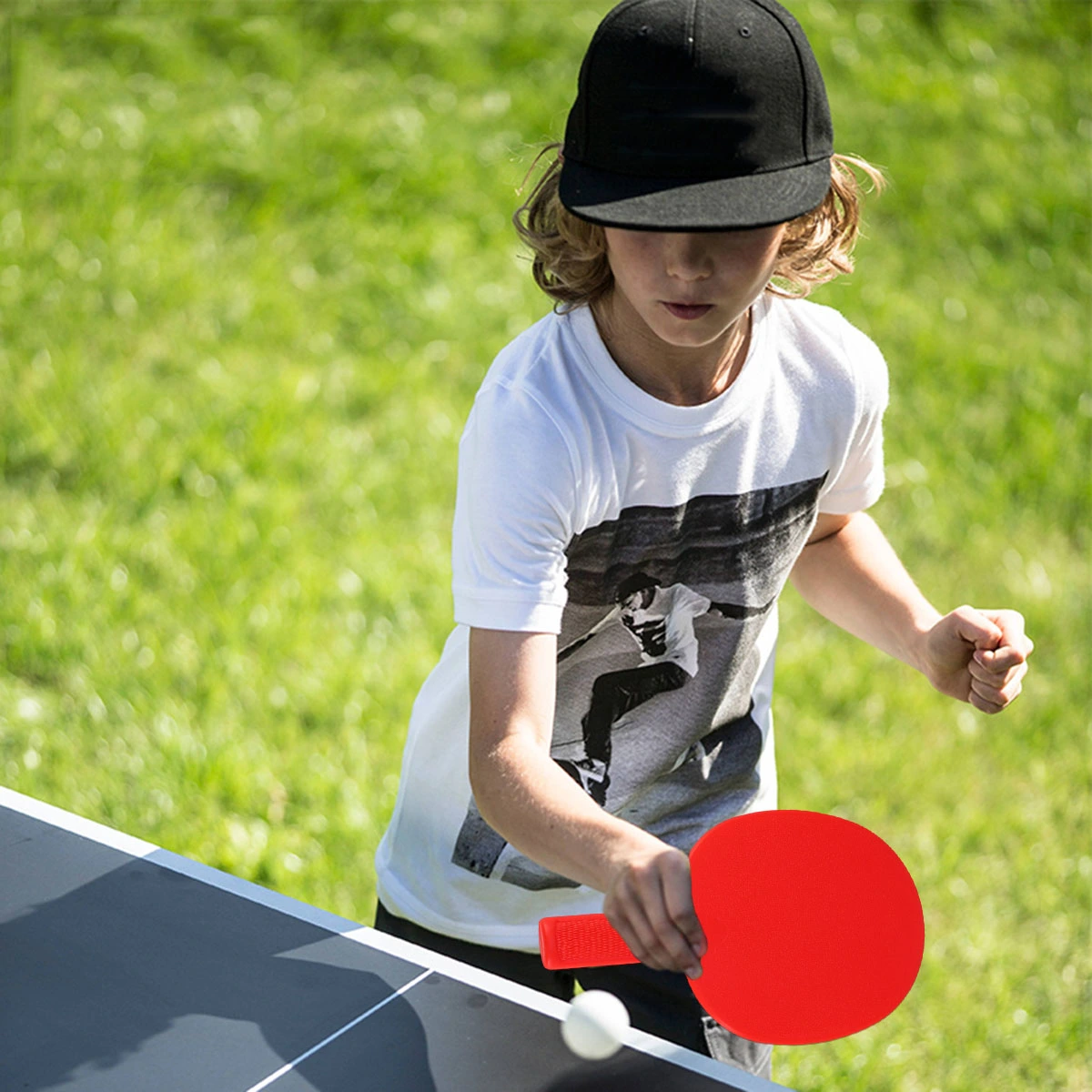 1 Pair Table Tennis Bats Plastic Racket Children Practice Training Plastic Pats for Kids (Red)
