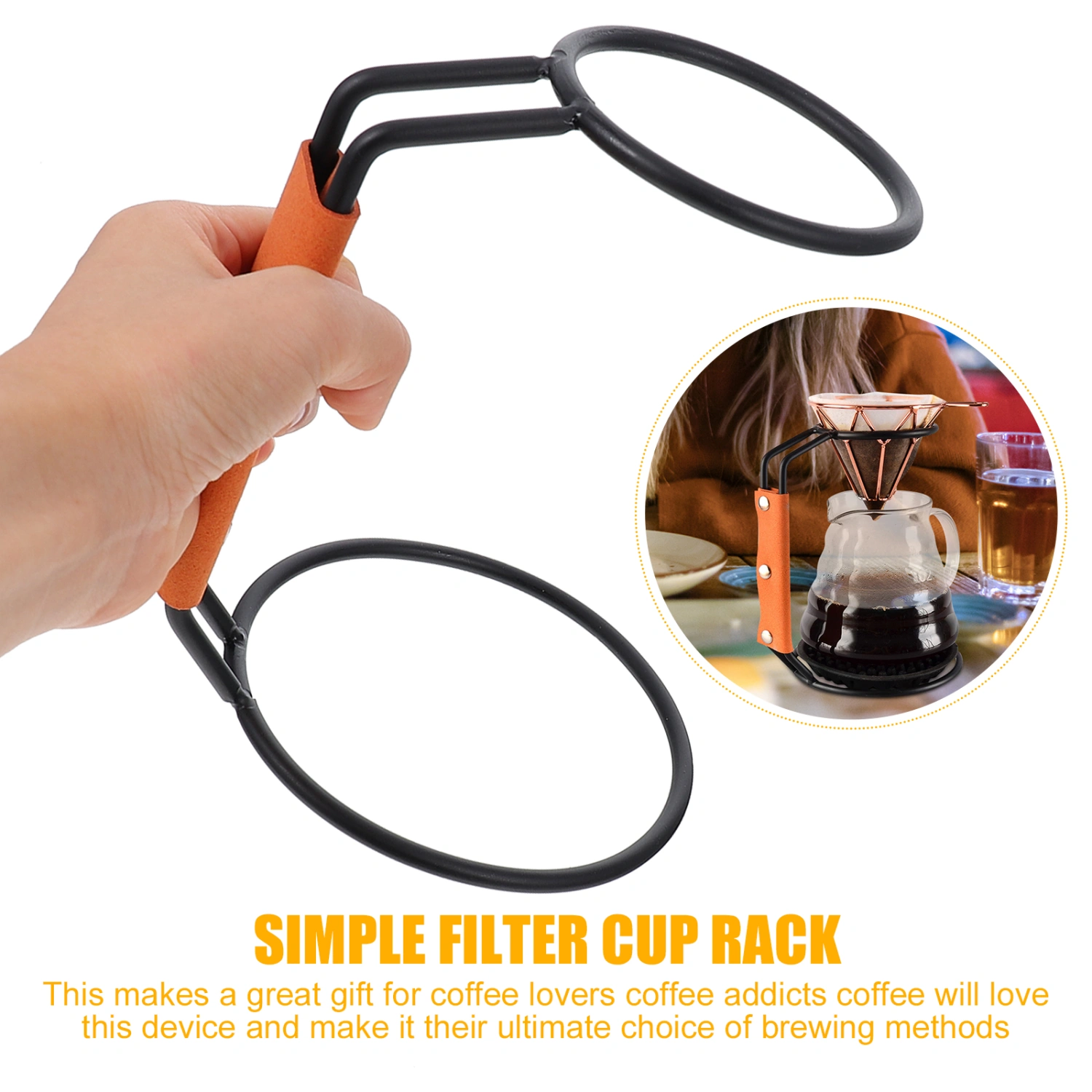 1Pc Coffee Dripper Stand Iron Base Hand Coffee Filter Holder Cup Holder (Black)