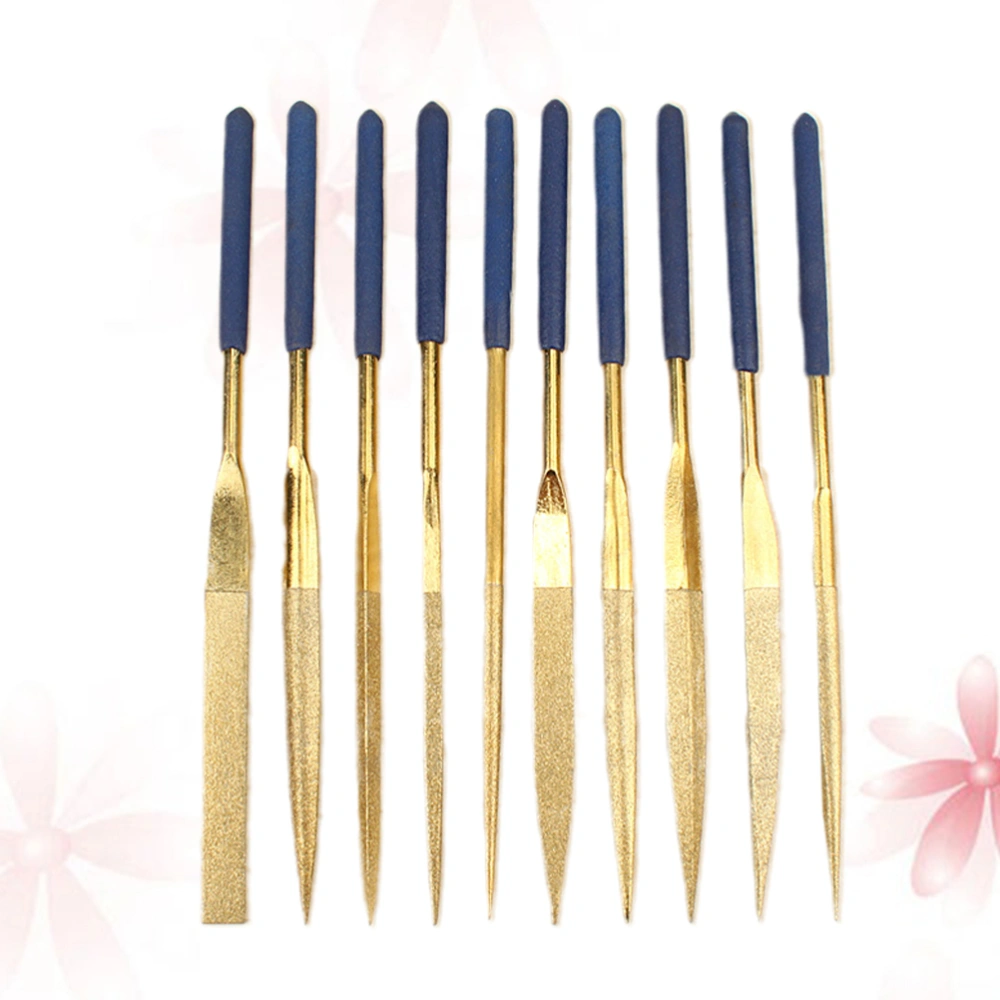 10 Pcs/set Diamond Coated Needle File Set Stone Jewelry Wood Carving DIY Craft Tools Wood Rasp Gringding Carving Repair Craft Hand Tools for Woodworking (5x180mm)