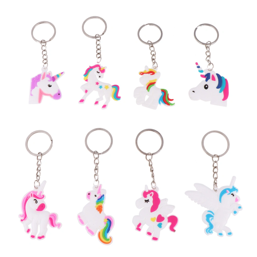 38 PCS PVC Cartoon Unicorn Shape Key Ring Large Size Unicorn Keychains Flexible Glue Keychains Key Decoration Favors Mixed Keychain