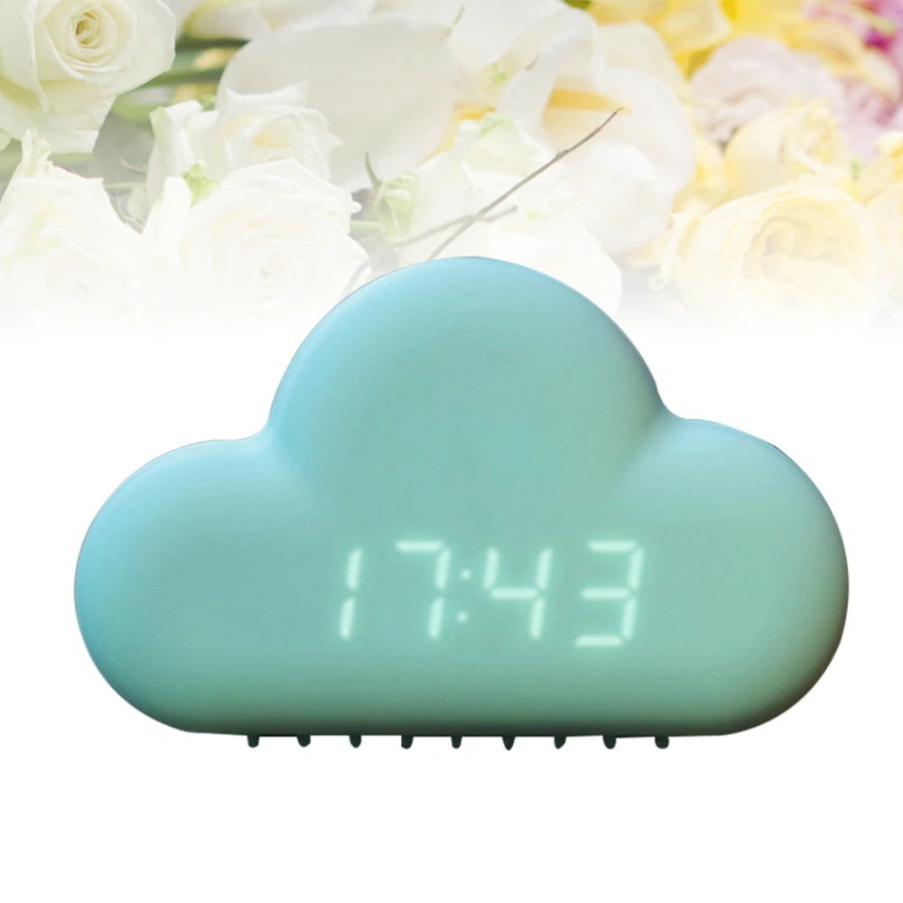 Clouds Alarm Clock Ultra-quiet Intelligent Snooze LED Display Clock Decoration (Mint Green)