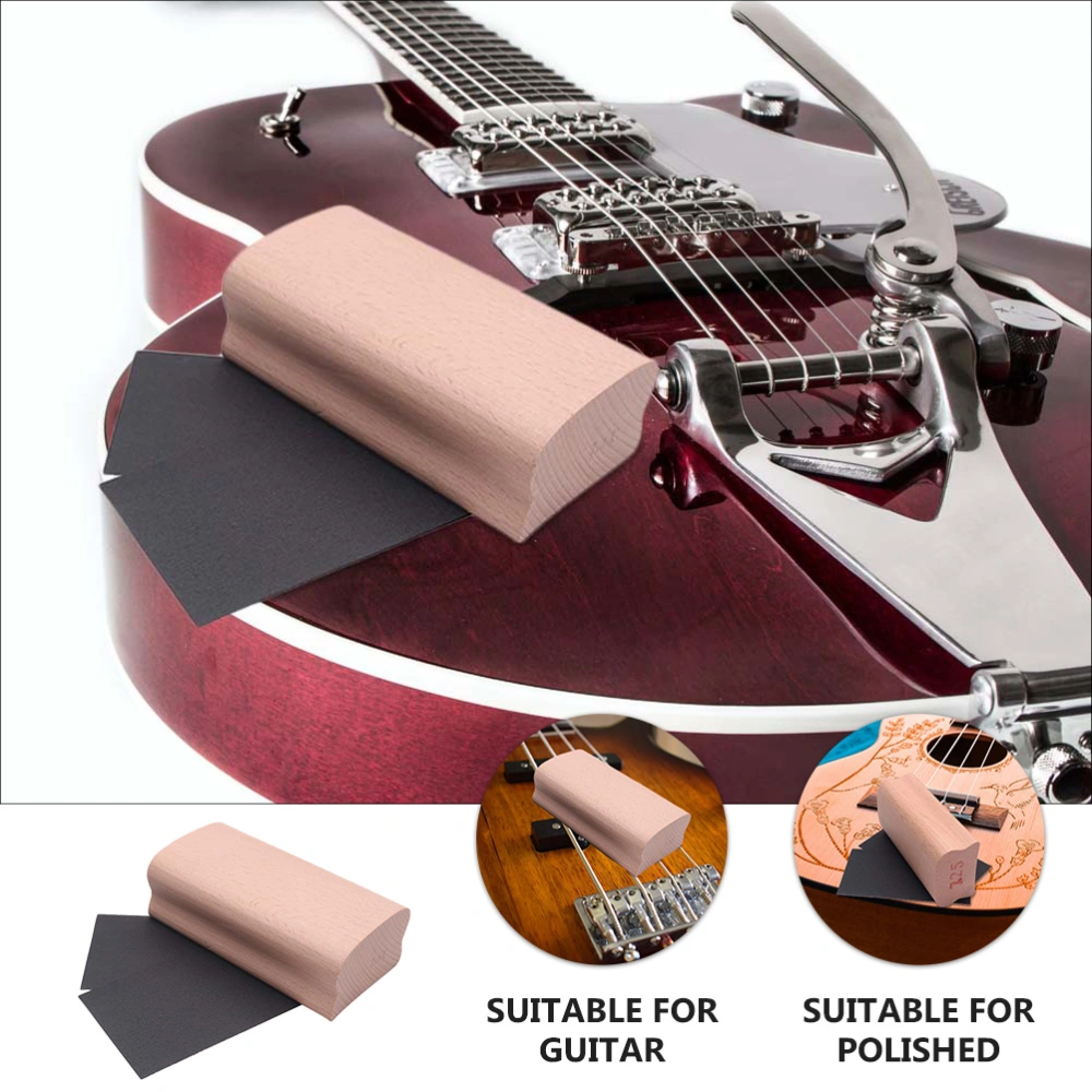 2pcs Guitar Replacement Sandpaper with Wood Sanding Block Guitar Leveling Tool