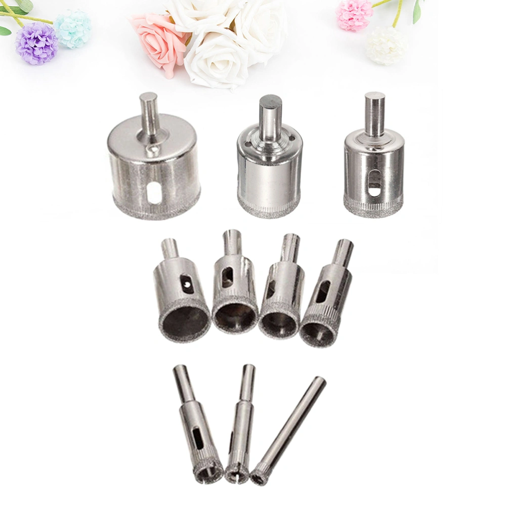 10 in 1 Diamond Drill Bits Glass and Tile Hollow Core Drill Bits Extractor Remover Tools Hole Saws for Glass Ceramics Porcelain Ceramic Tile