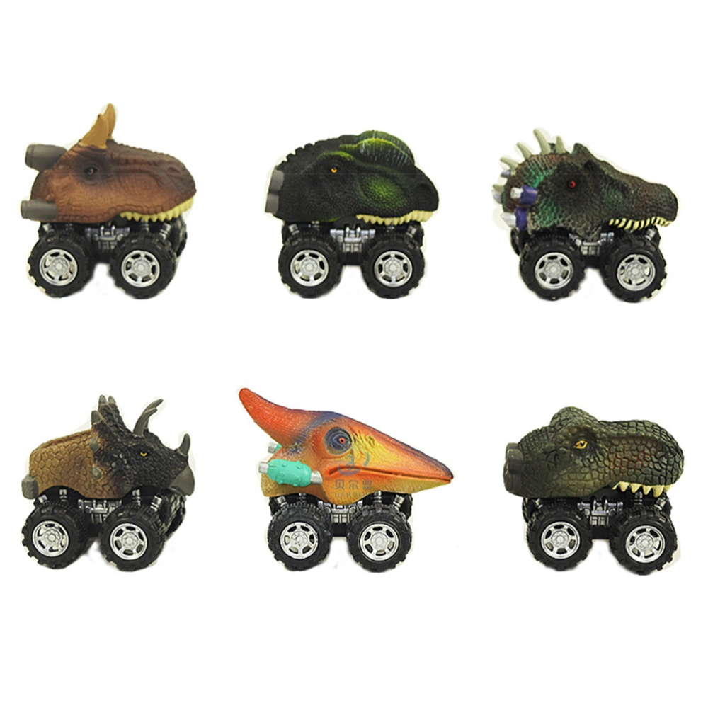 6 Pcs Friction Powered Tosy Simulation Dinosaur Racing Models Early Educational Toys for Baby Toddler Children (As Shown)