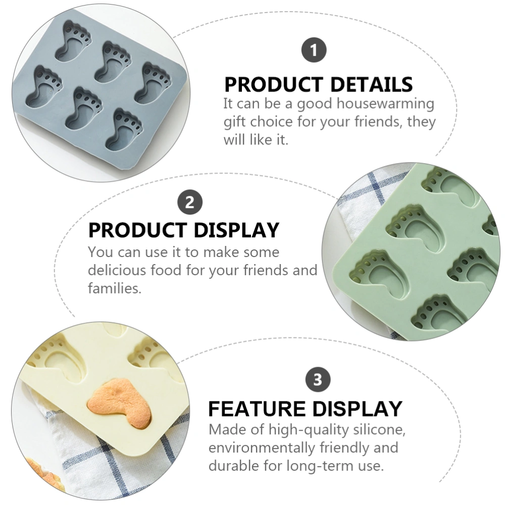 4pcs Footprint Shape Fondant Mold Silicone Mould Chocolate Mold for Home