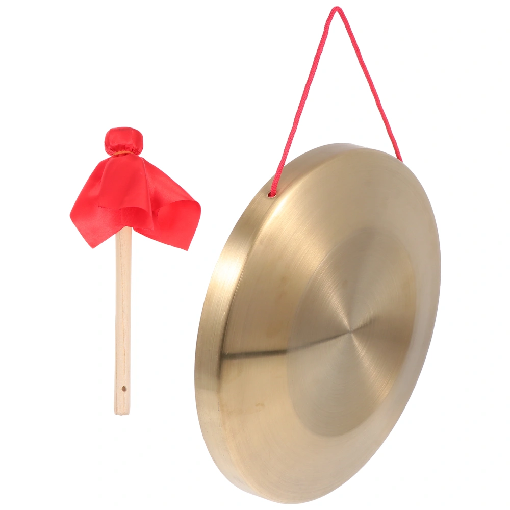 1 Set of Traditional Percussion Instrument Chinese Gong Hand Gong with Hammer (Golden)