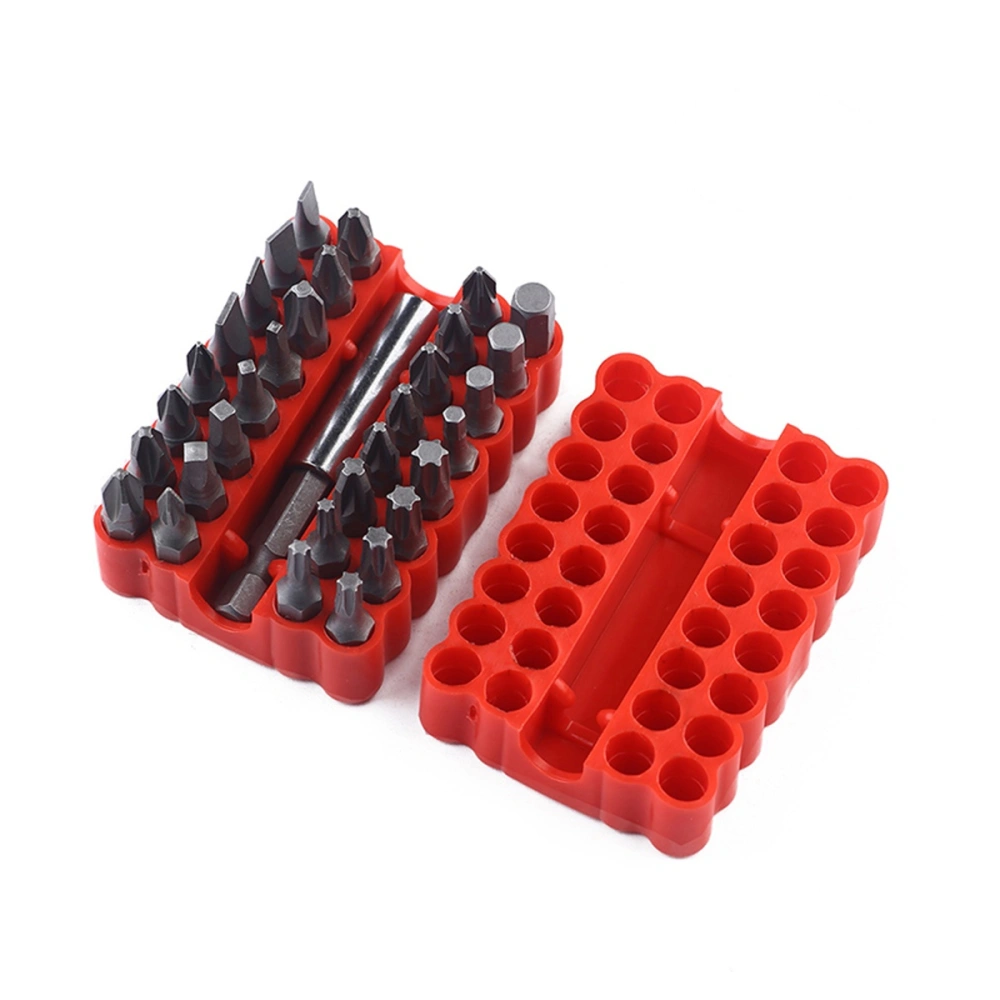 33 Pcs Security Bit Set Tamper Proof Torx Hex Star Screwdriver with Bit Holder (Red)