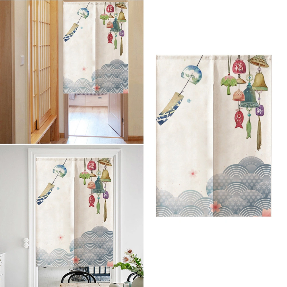 Japanese Door Curtain Japan Noren Restaurant Home Bedroom Curtain Wall Tapestry Drapes Partition Curtain Shading Reusable Breathable Wind-Shield Curtain (North Sea Wind Bell 65*90cm)