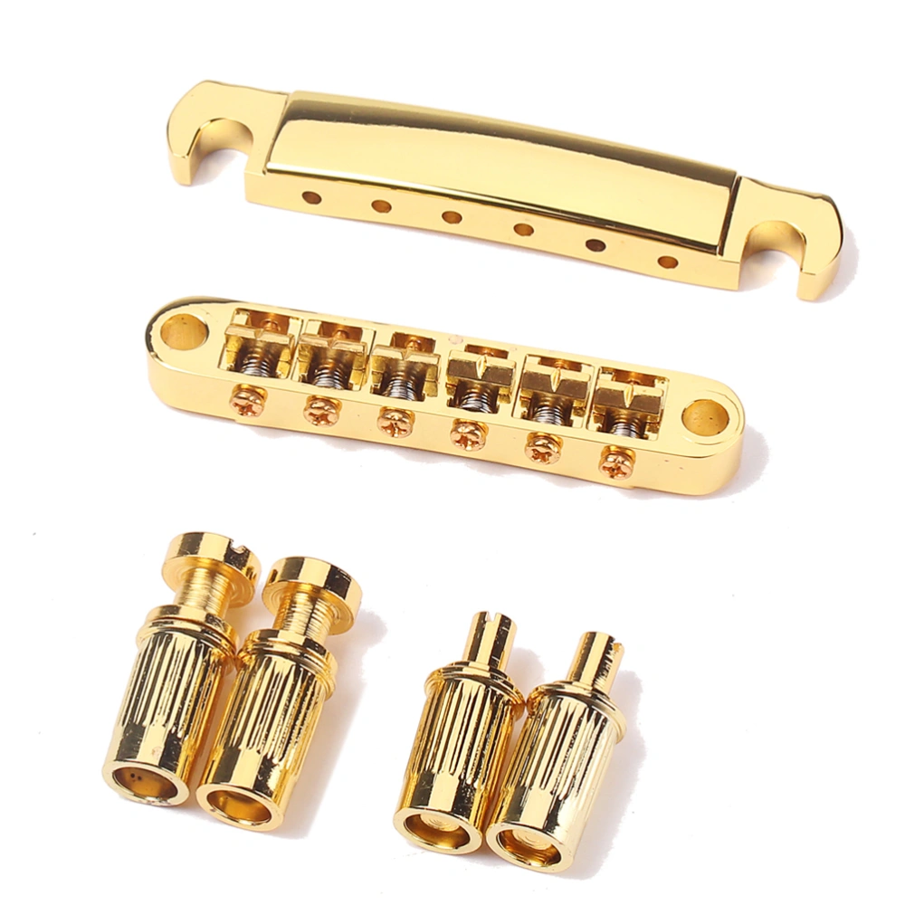 1 Set GA110 Gold-Plated Guitar Bridge Locking TOM Bridge and Tailpiece Set for LP Electric Guitar (Golden)