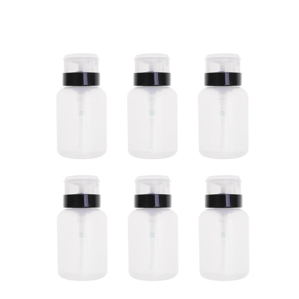 6pcs 250ML Nail Polish Remover Empty Pressing Bottle Lock Pressure Bottle Dispenser for Fluid Nail Art Beauty Instrument Equipment (Black and White)