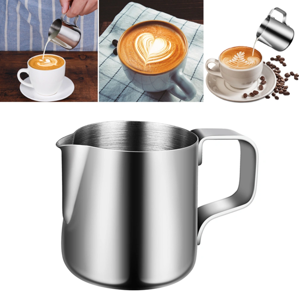 2pcs Stainless Steel Milk Frothing Jug Latte Pourer Cappuccino Coffee Jug for Home Kitchen