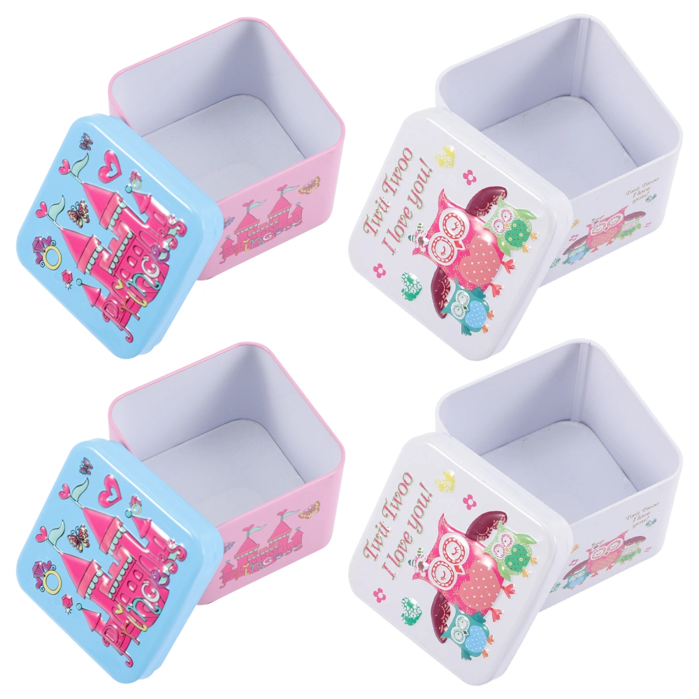 4 Pcs Candy Tins Wedding Cartoon Candy Cases Delicate Candy Containers Gift Tins