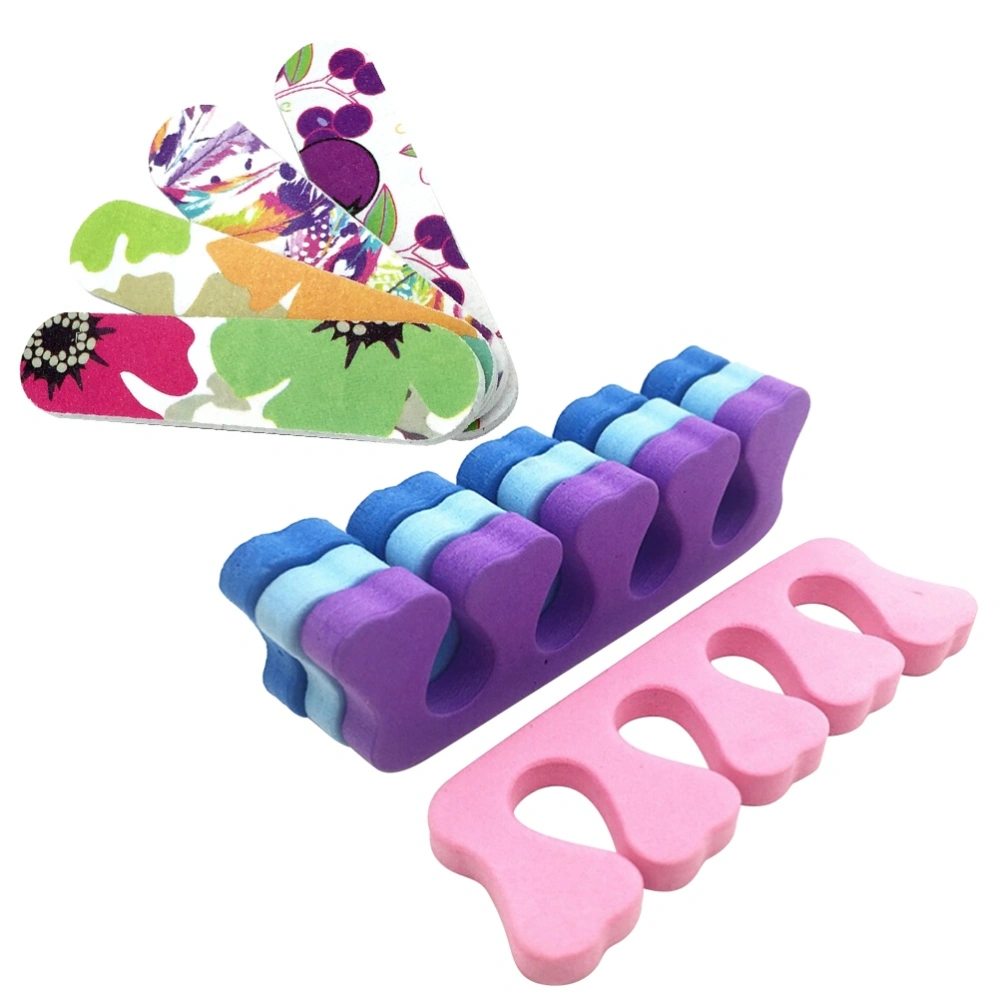 50pcs Heart Shape Sponge Nail Finger Toe Separators Random Color and 50pcs Double Sided Polish Nail Files Nail Buffers Nail Art Pedicure Manicure Tools Random Pattern