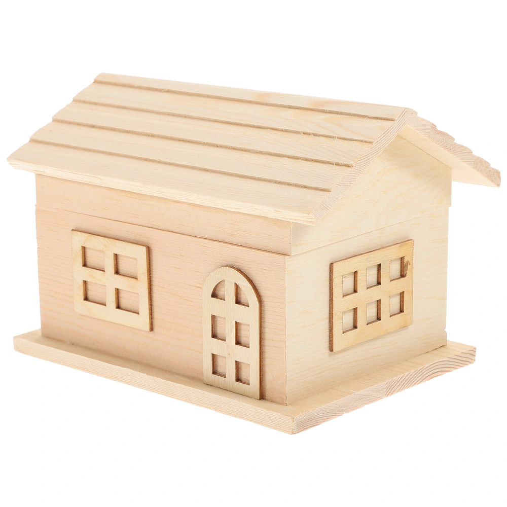 1Pc Wooden Piggy Bank Retro House Shaped Money Saving Container with Lock