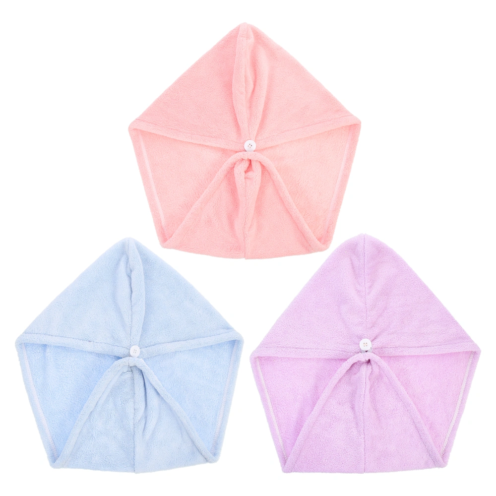 3pcs Absorbent Hair Drying Caps Coral Fleece Hair Drying Towels for Women