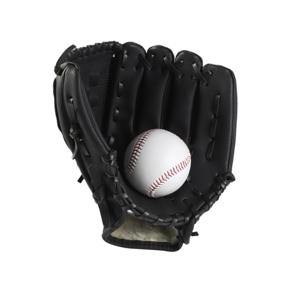 10.5-inch Softball Thicken Baseball Hand Glove for Outdoor Team Sports (Black S)