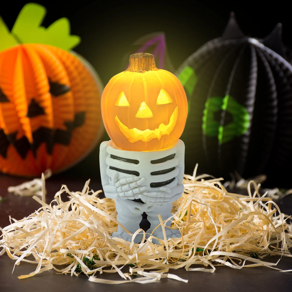 Luminous Halloween Pumpkin Miniature Figurine Pumpkin Ornament Halloween Decor