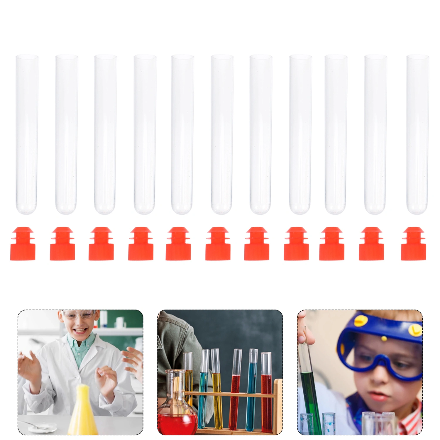 50 Pcs Test Tubes Transparent Testing Tubes Plastic Vials Clear Experiment Tubes