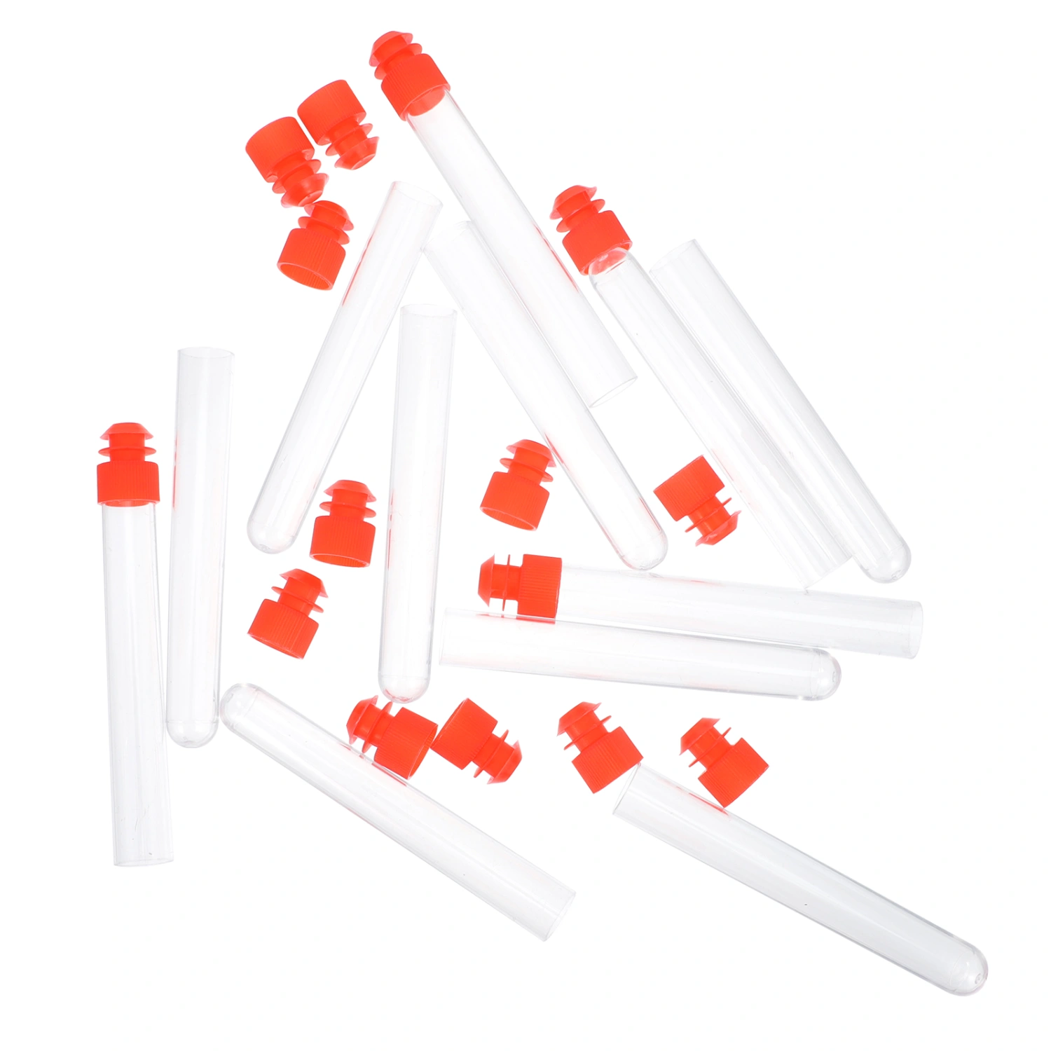 50 Pcs Test Tubes Transparent Testing Tubes Plastic Vials Clear Experiment Tubes